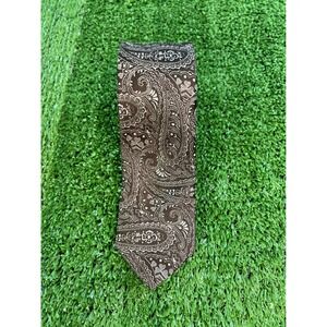 Atlas Design Paisley Pattern Men's Necktie Brown Tan Abstract‎ Silk